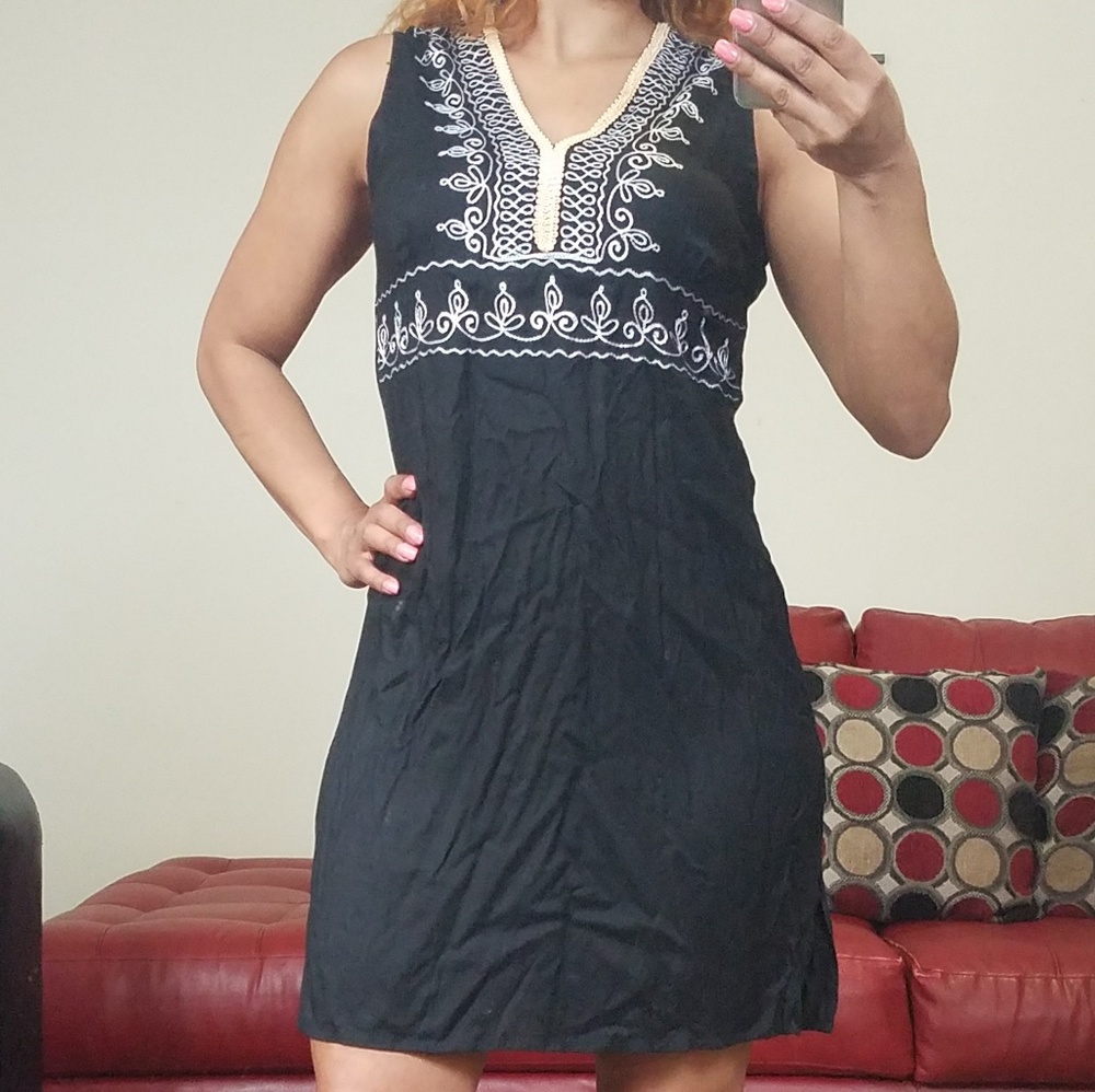 Black and beige dress